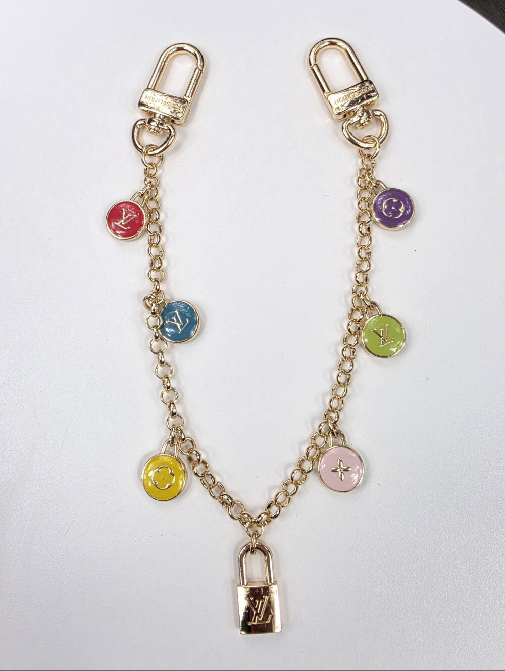 Louis Vuitton Women Gold Tone Multicolor Logo Chain Bag Charm